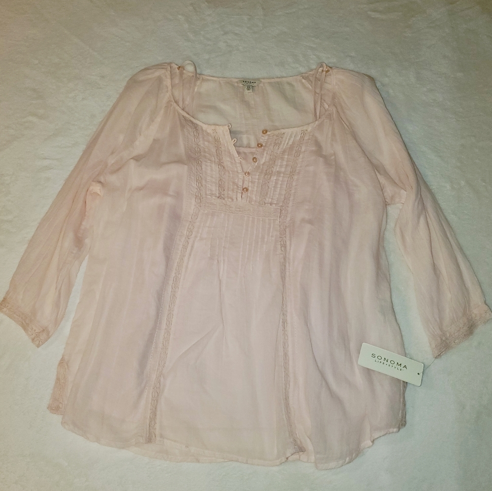 Sonoma Ladies XL 3/4 Sleeve Peasant Top!